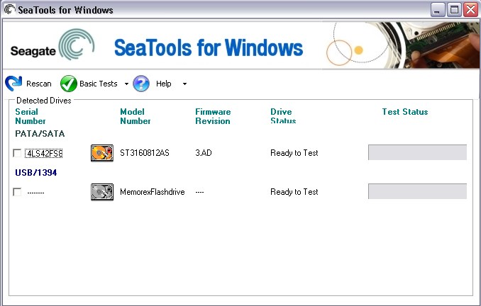 Сканирование жесткого диска на битые сектора программой SeaTools